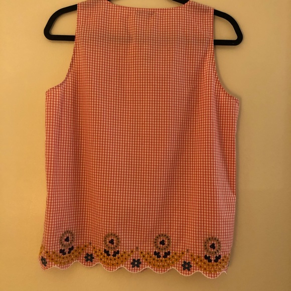 Tomato Red Madewell Embroidered Checkered Tank Top New With Tags size Medium - Picture 2 of 7